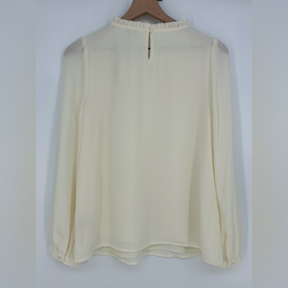 "NWT" Talbots Ivory Smocked Sheer Long Sleeve Blouse- Women's Small - Picture 2 of 10